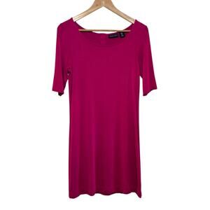 Adrienne Vittadini Pink Elbow Length Sleeves Back Button Detail Size Small Dress